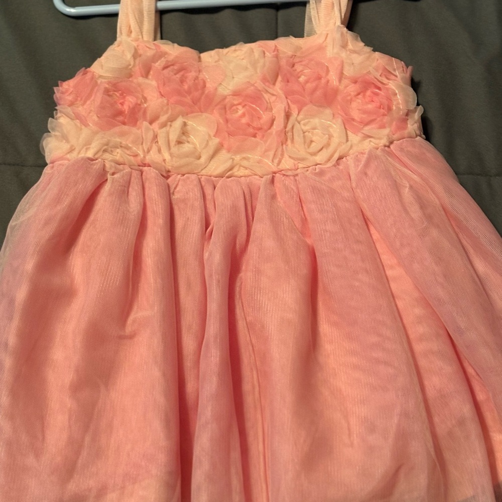The Children's Place Peach Pink Rose-Embellished Party Dress